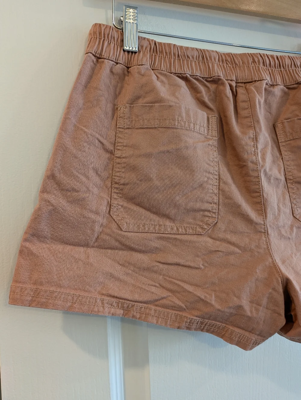 Pact Woven Twill Drawstring Shorts Organic Cotton Pink Clay Pull On Size M - Picture 10 of 12
